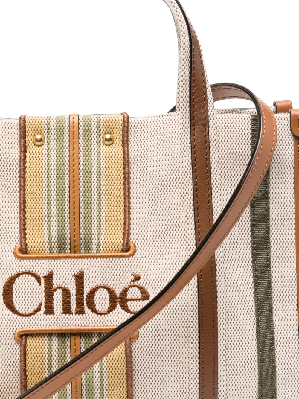 Chloé Kleine Woody Loop canvas shopper Beige