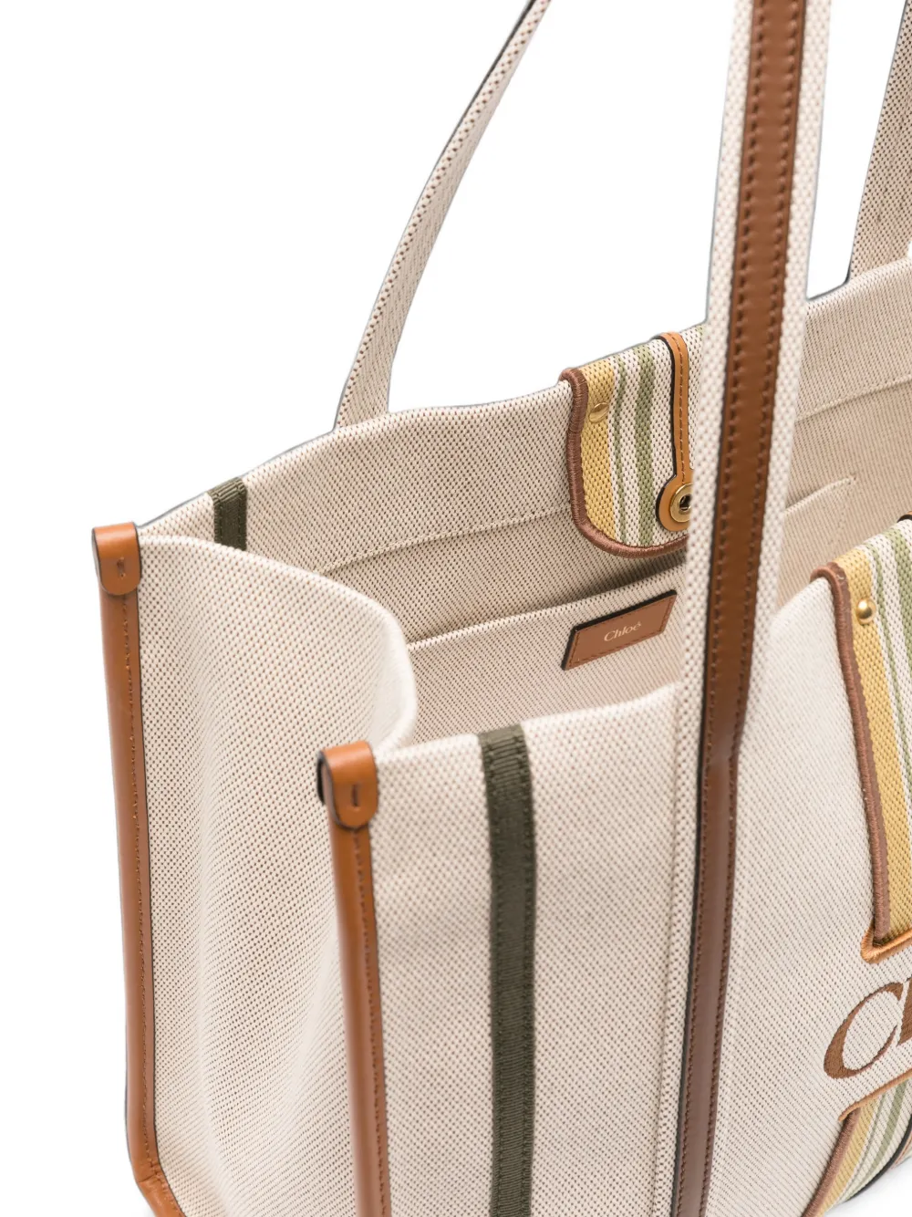 Chloé Woody Loop printed tote bag Beige