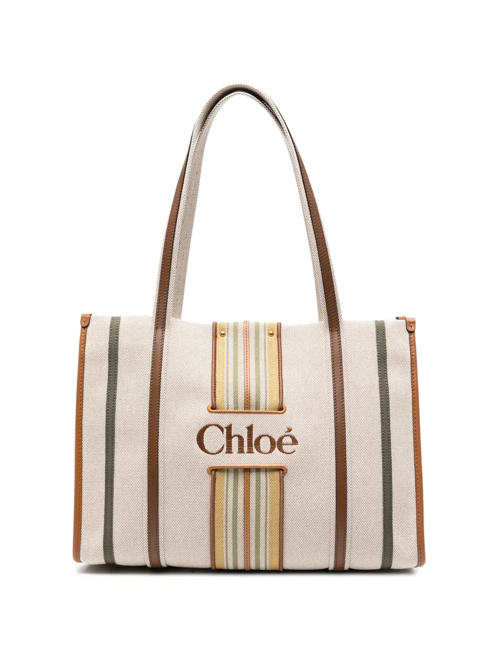 Chloé Woody Loop printed tote bag Beige