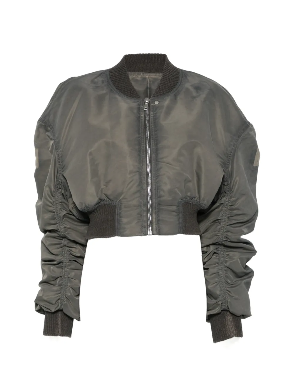 Rick Owens padded ruched-sleeve bomber jacket - Grau