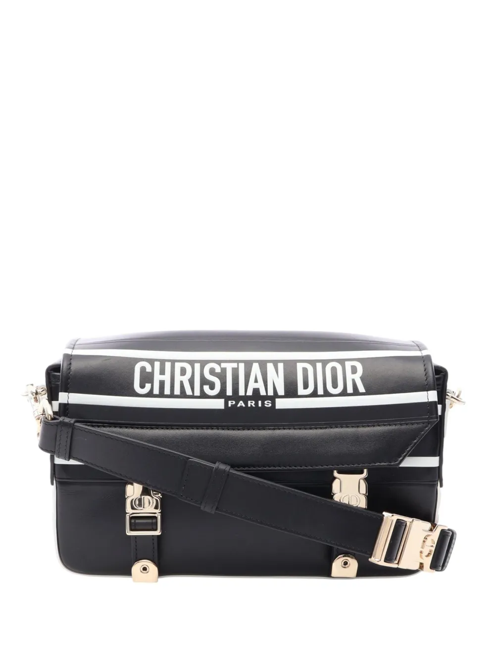 Christian Dior Pre-Owned 2018-2022 Small Smooth Calfskin Embroidered Diorcamp Messenger Bag crossbody bag - Black
