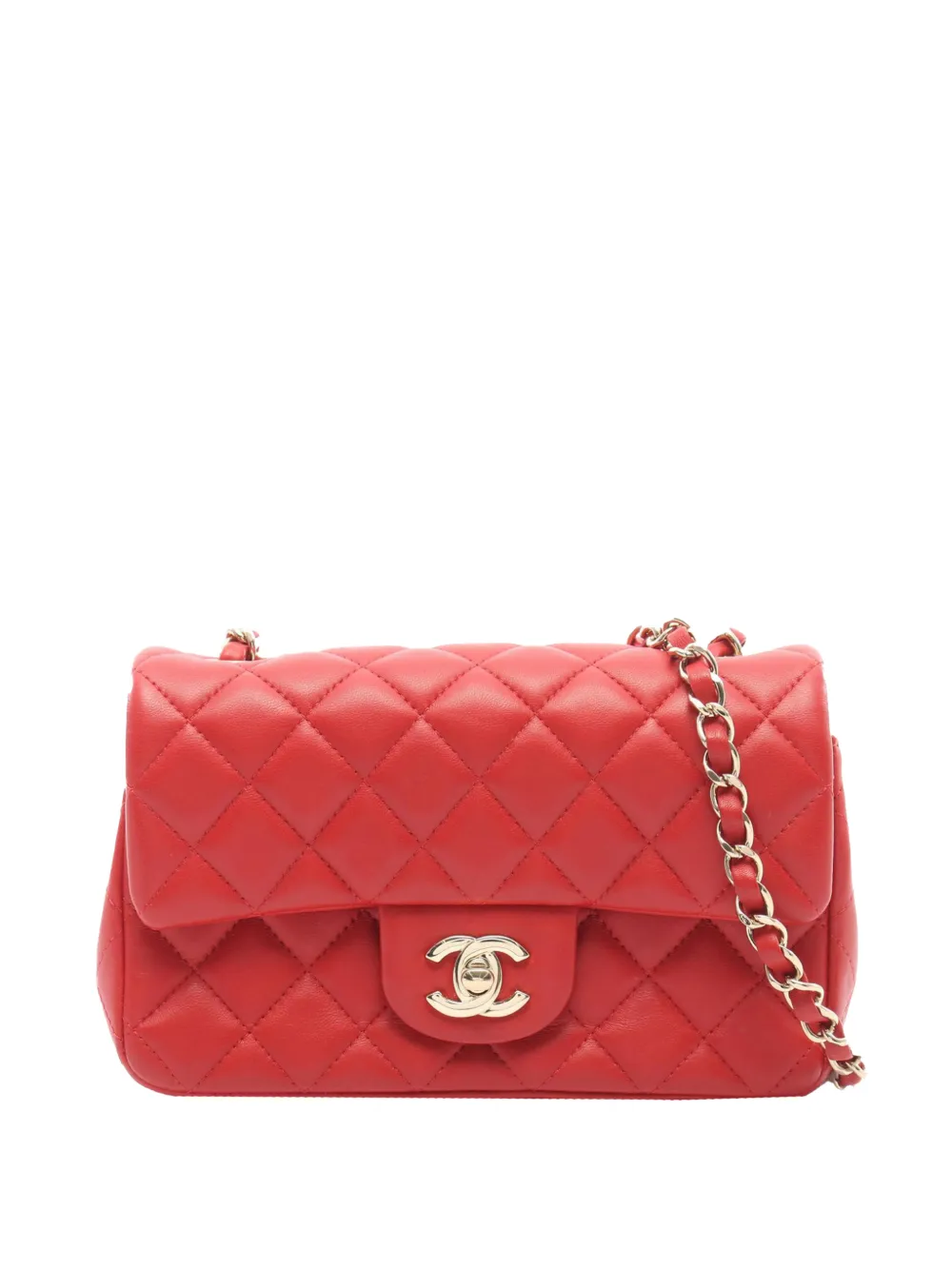 CHANEL Pre-Owned 2019 Mini Rectangular Classic Lambskin Single Flap crossbody bag - Red
