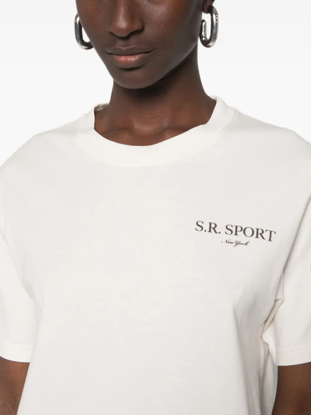 Sporty & Rich Katoenen T-shirt met logoprint Beige