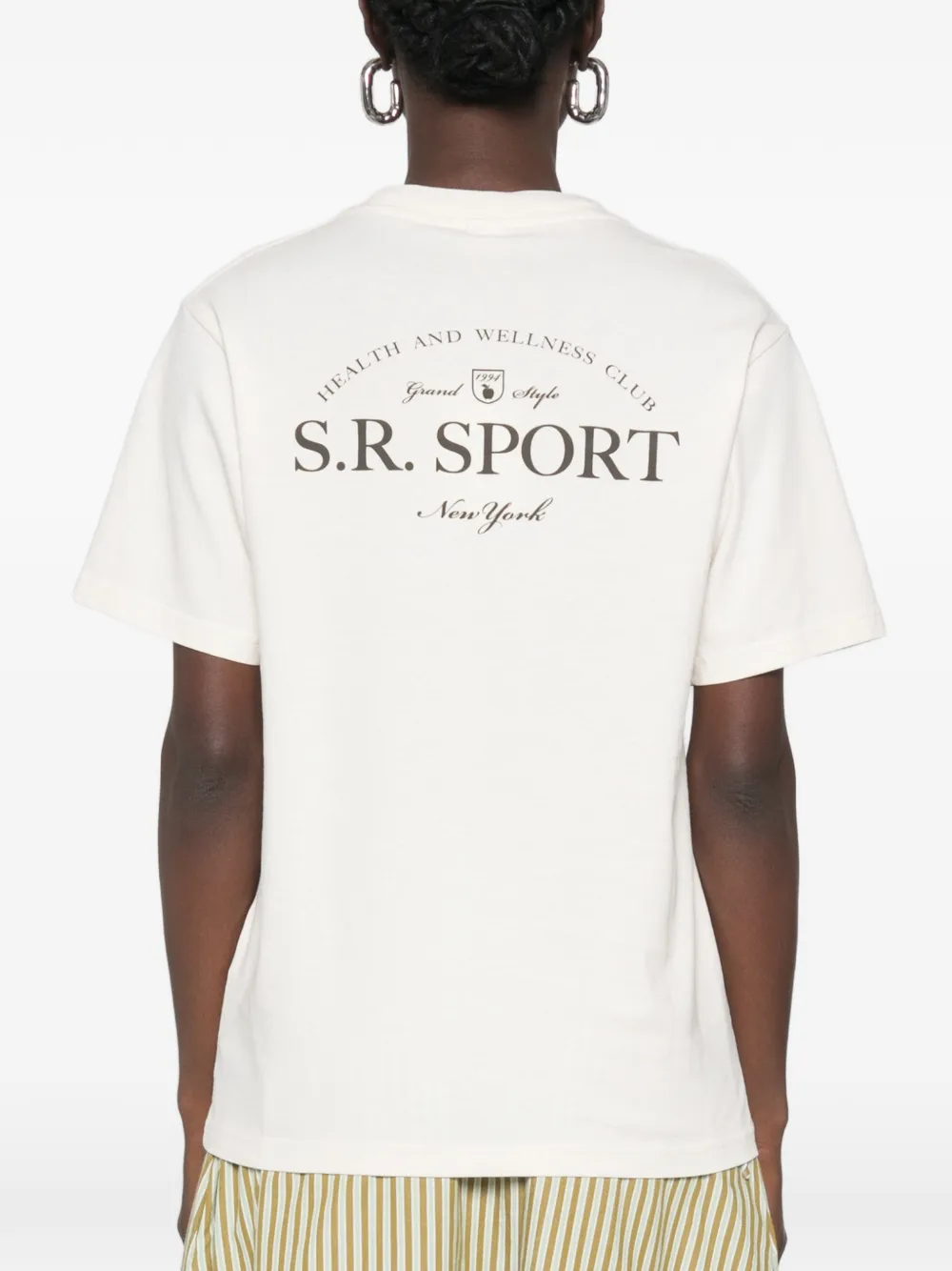 Sporty & Rich Katoenen T-shirt met logoprint Beige