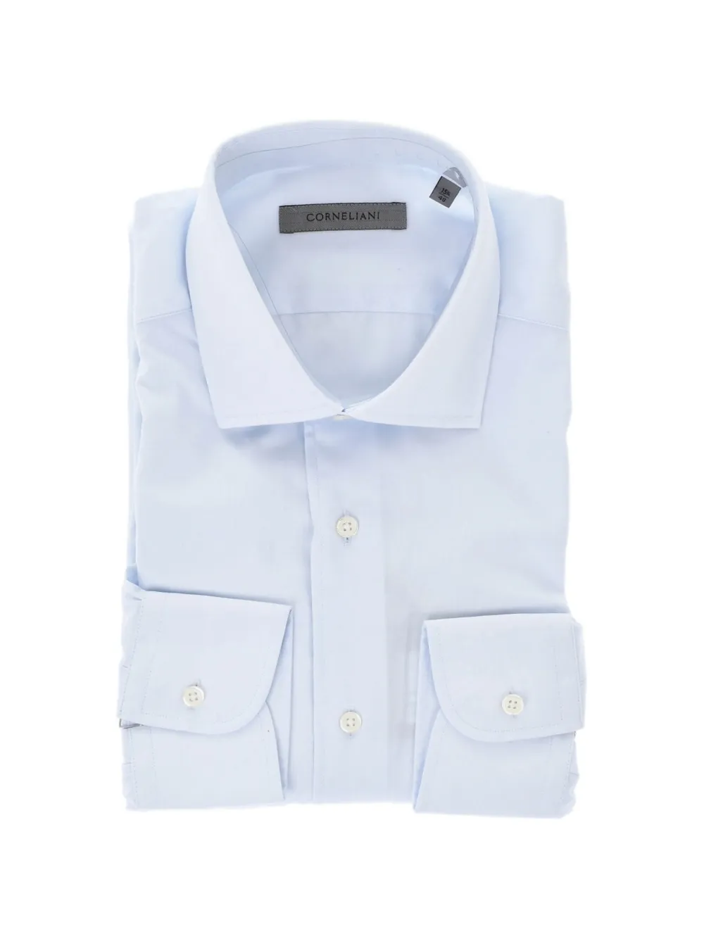 Corneliani 프렌치 칼라 포플린 셔츠 | 블루 | Image 1
