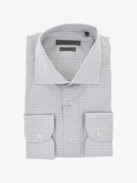 Corneliani checked French-collar shirt