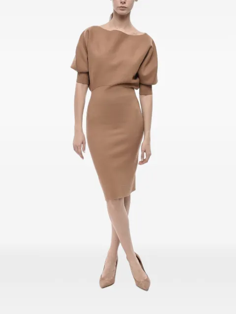 SUPER BLOND mellemlang kjole i strik med flagermusærmer