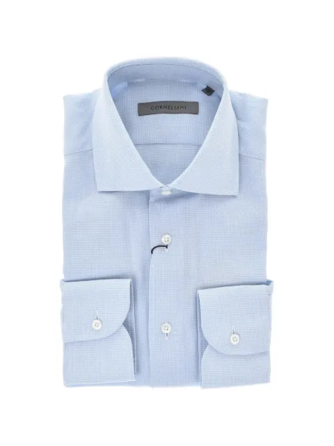 Corneliani mini-check french-collar shirt