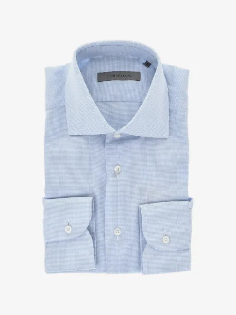 Corneliani mini-check french-collar shirt
