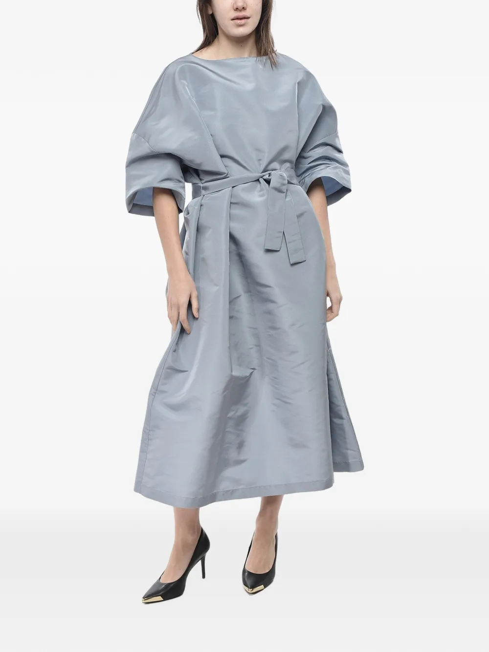 SUPER BLOND belted silk-organza midi dress - Blau