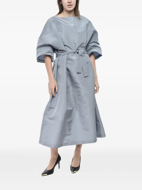 SUPER BLOND belted silk-organza midi dress