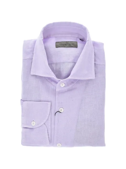 Corneliani linen french-collar shirt