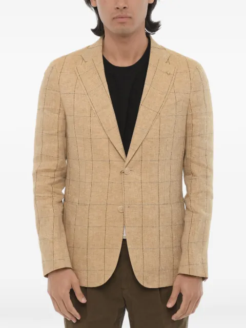 Corneliani windowpane-pattern linen blazer