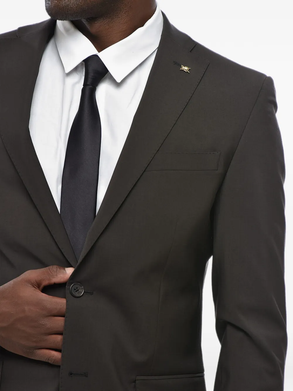 Corneliani single-breasted slim-fit suit Bruin