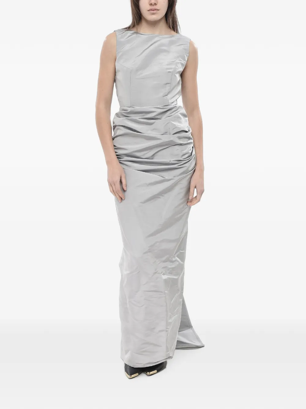 SUPER BLOND ruched silk maxi dress - Grau