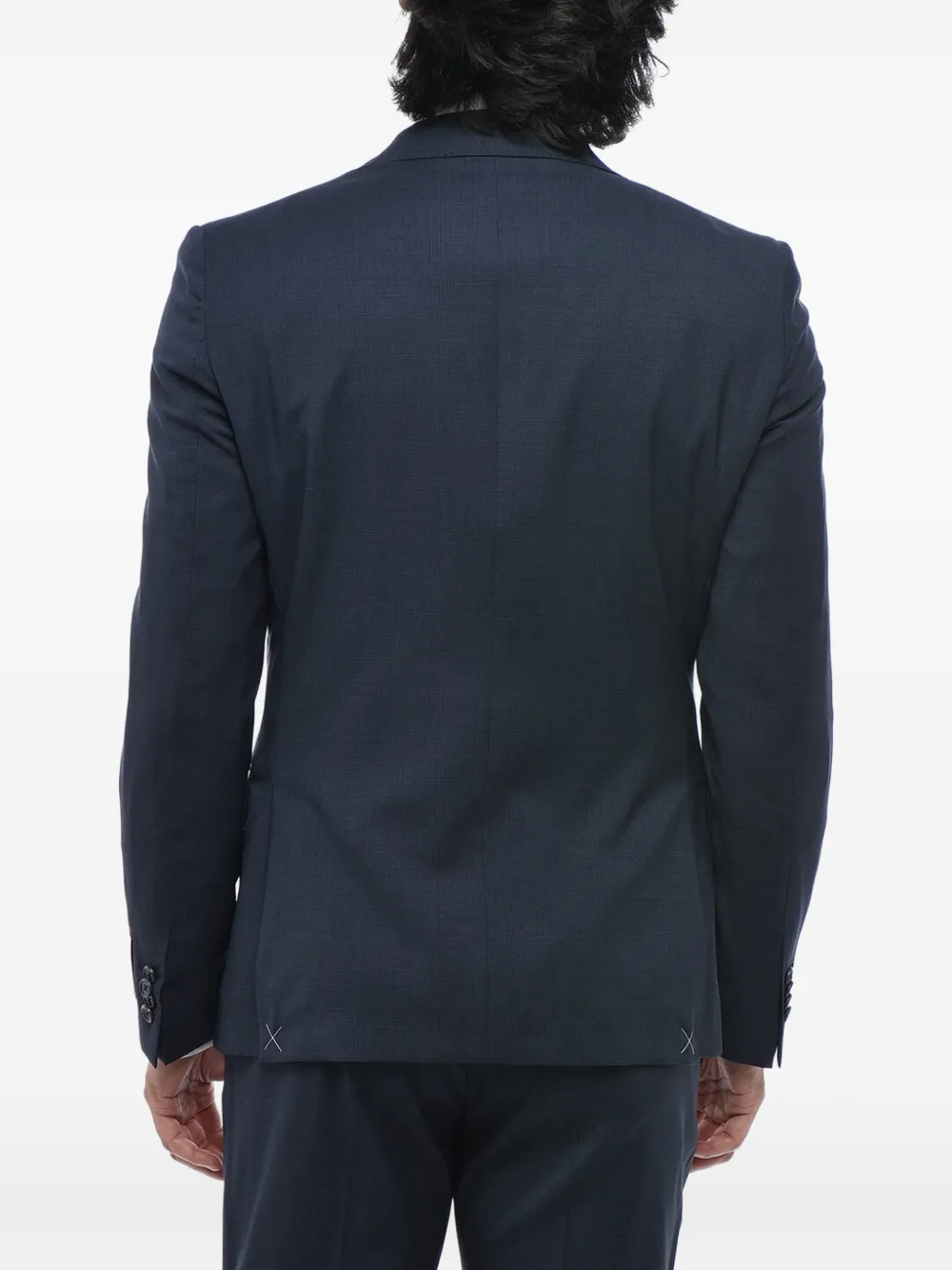 Corneliani micro-check wool suit Blauw