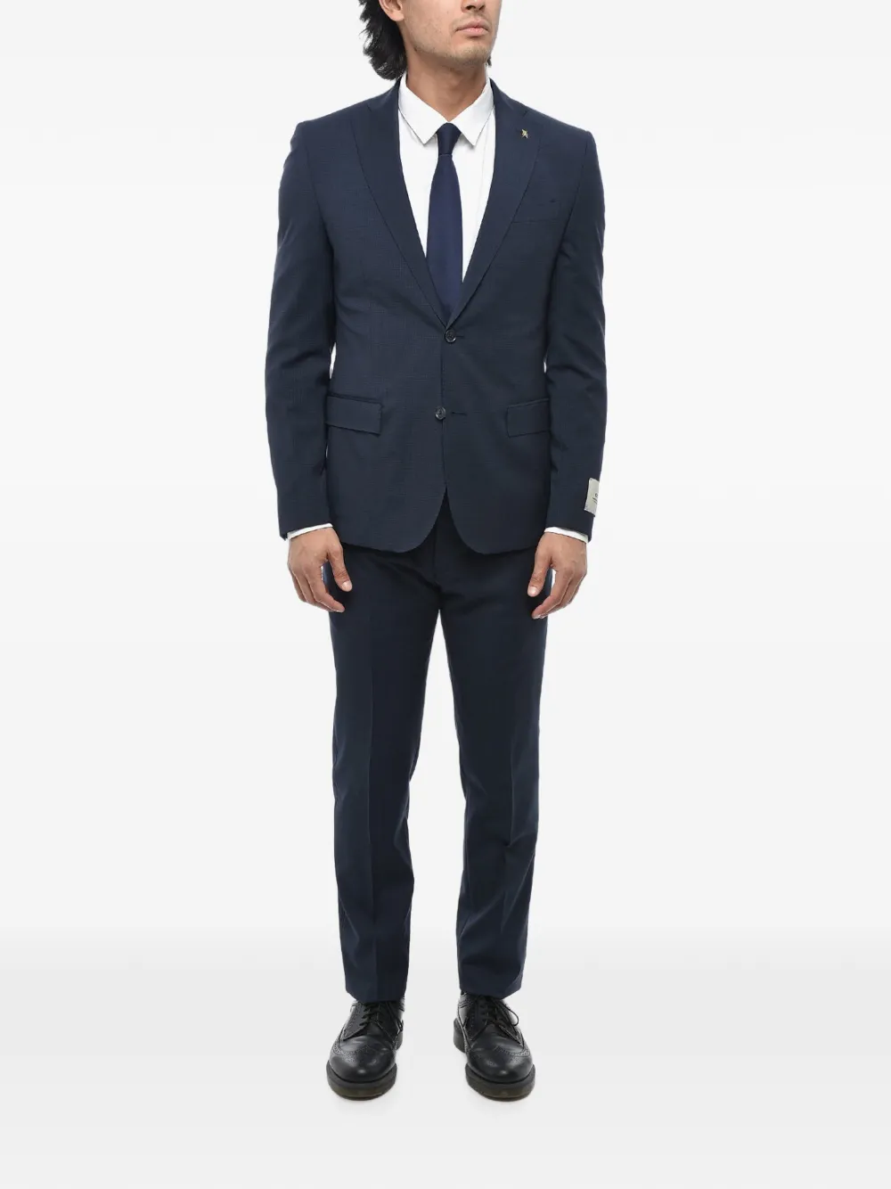 Corneliani micro-check wool suit Blauw