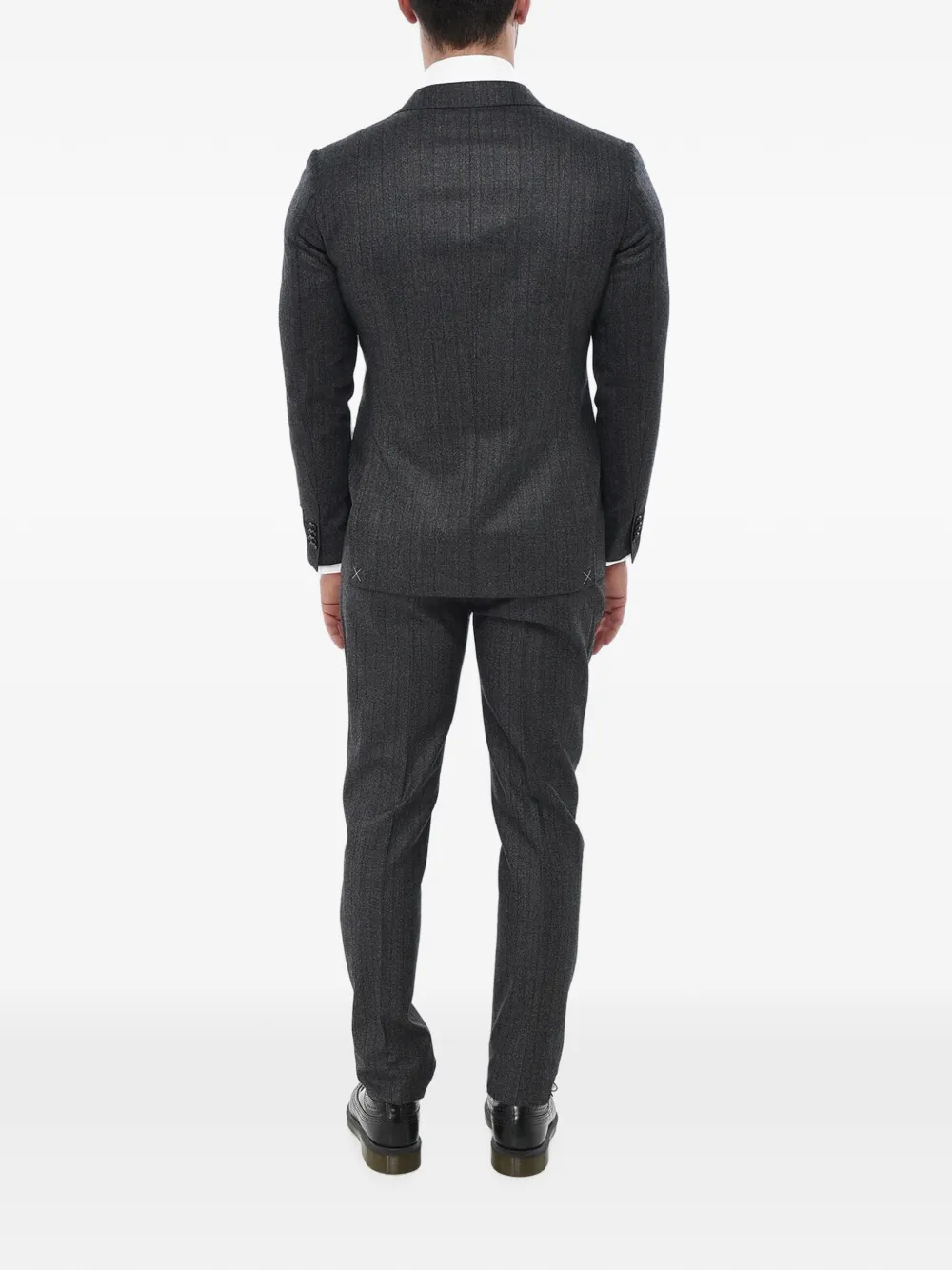 Corneliani virgin wool herringbone suit Grijs