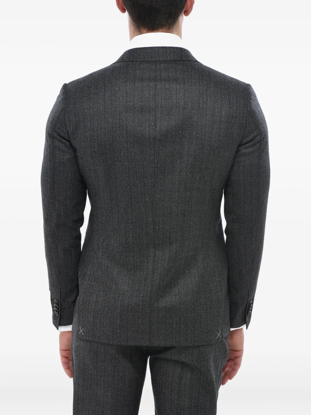 Corneliani virgin wool herringbone suit Grijs