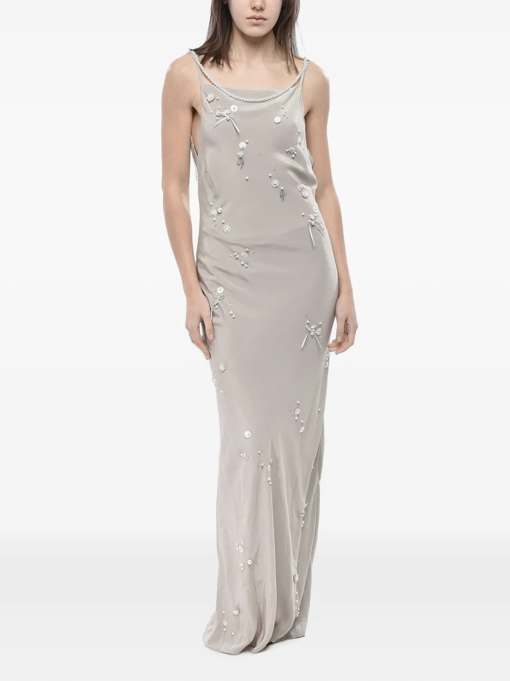 Bernadette sequin-embellished pearl-strap maxi dress - Grau