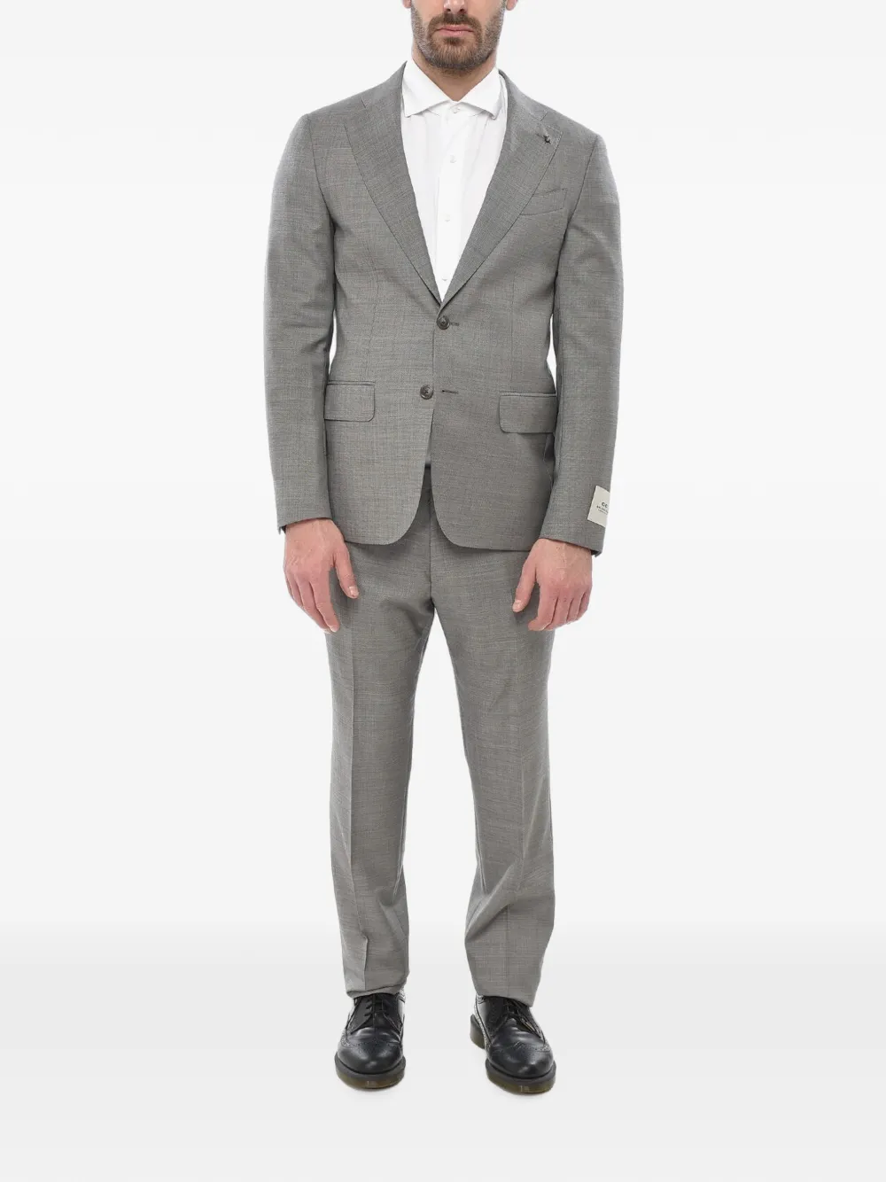 Corneliani single-breasted flap-pocket suit Grijs