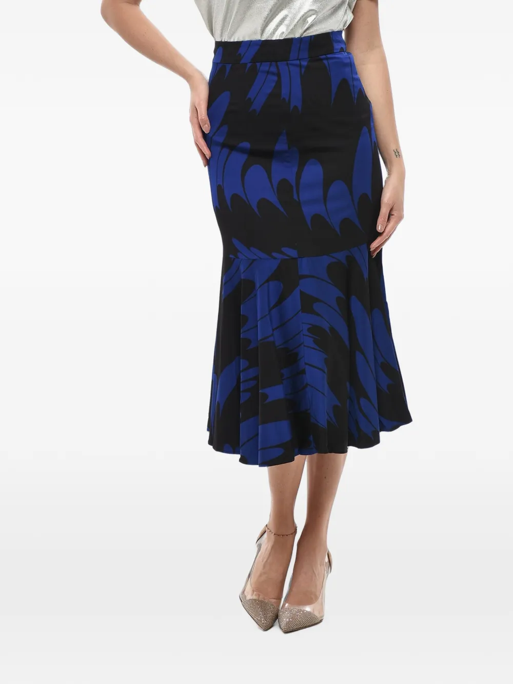 Stella McCartney Haya floral satin skirt with flared hem - Schwarz