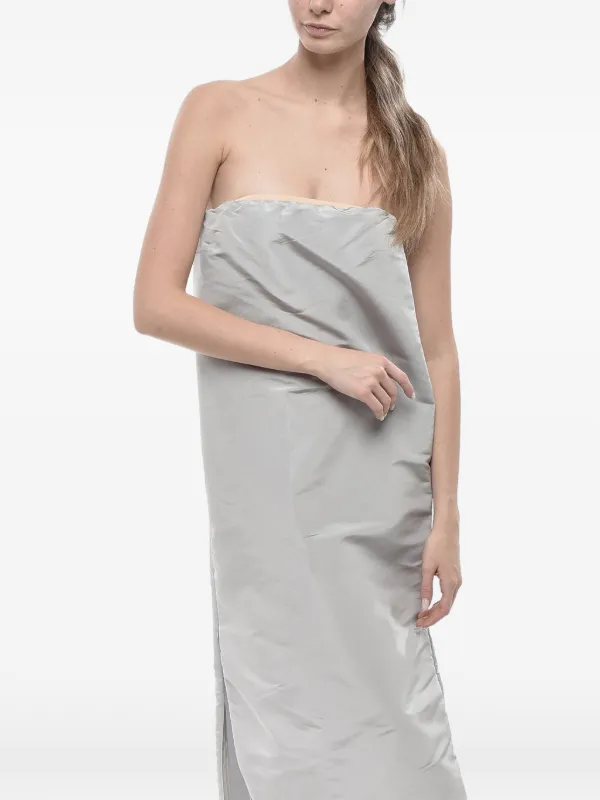 grey organza dress SUPER BLOND silk-organza Strapless Midi | fandango