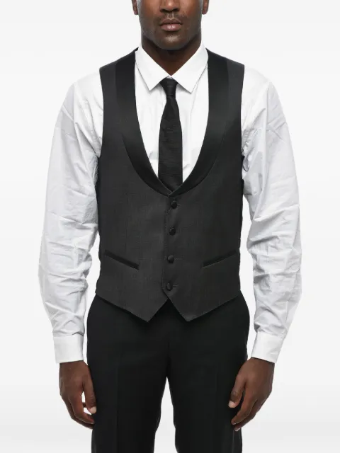 Corneliani satin-lapel virgin wool waistcoat
