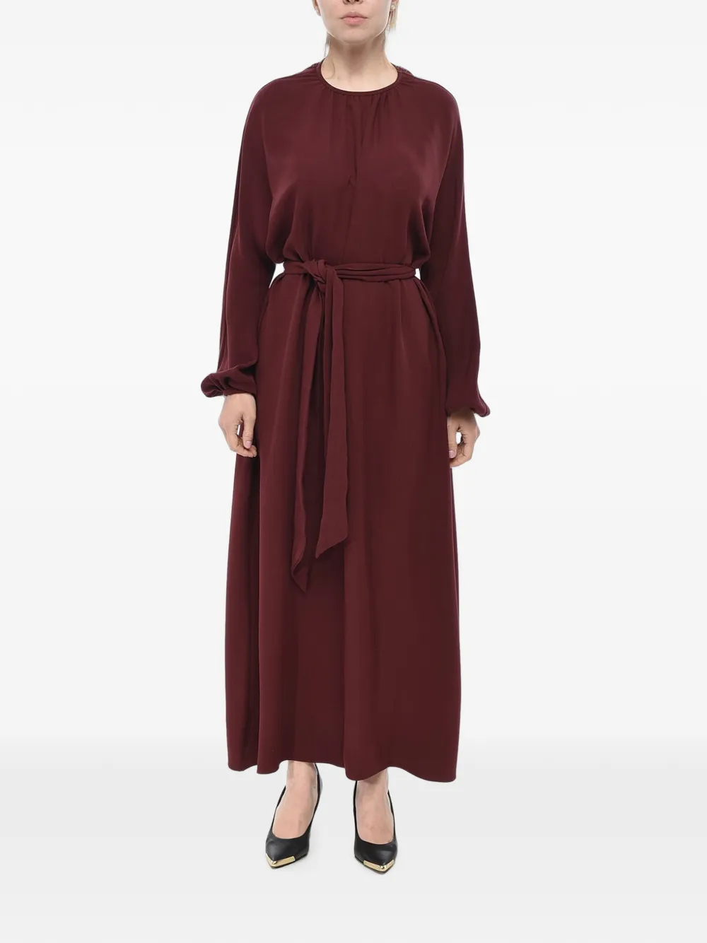 SUPER BLOND belted long-sleeve maxi dress