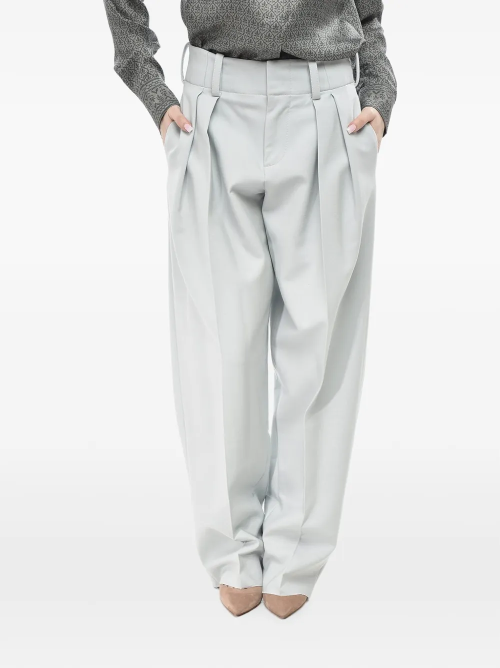 SUPER BLOND double-pleated virgin wool trousers