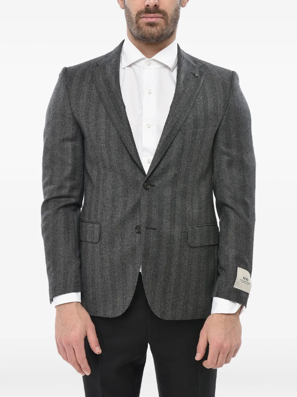 Corneliani herringbone-pattern wool blazer - Grau