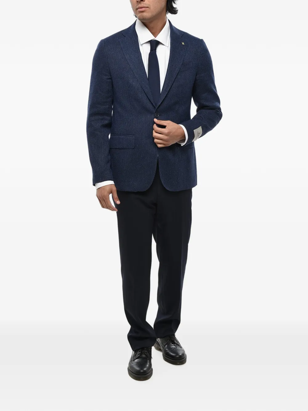 Corneliani single-breasted flap-pocket blazer Blauw