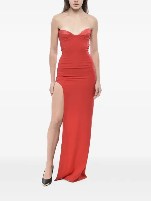 Mônot strapless high-slit maxi dress