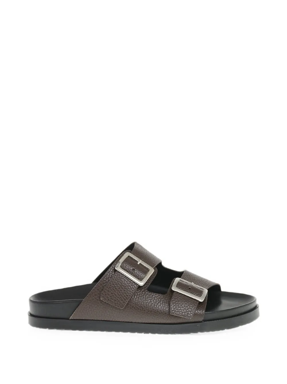 Corneliani pebbled leather buckle sandals - Braun