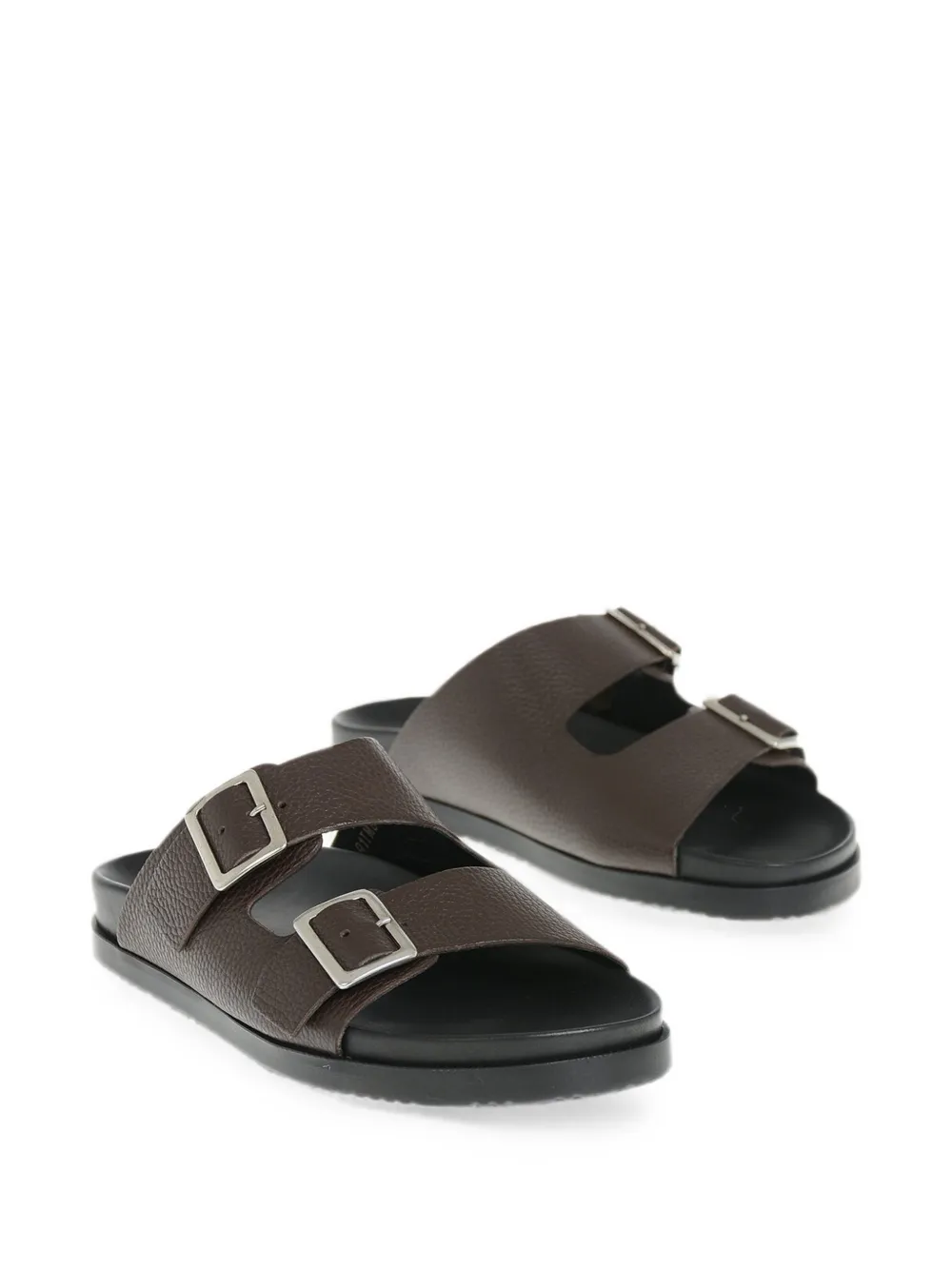 Corneliani pebbled leather buckle sandals Bruin