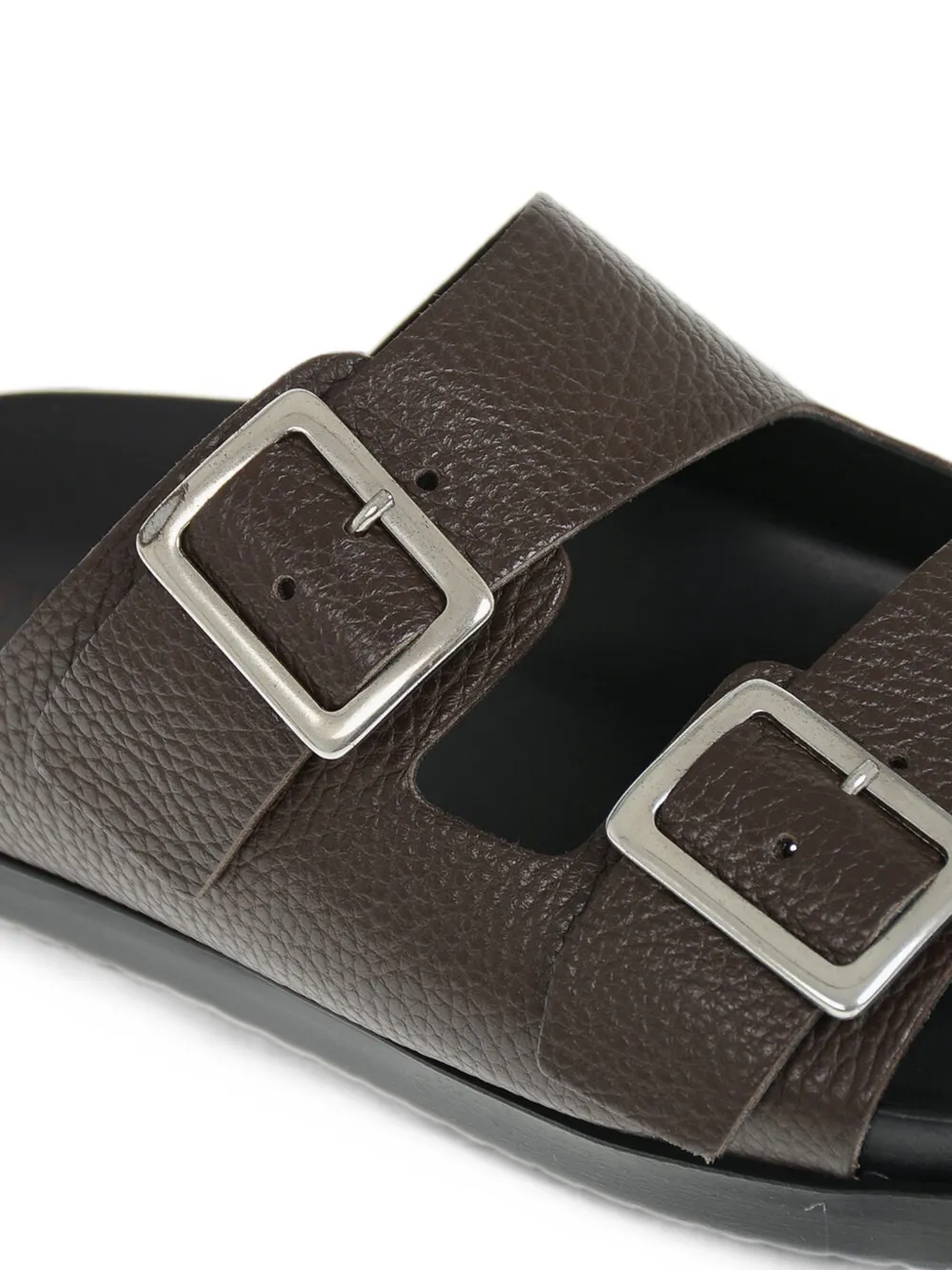 Corneliani pebbled leather buckle sandals Bruin