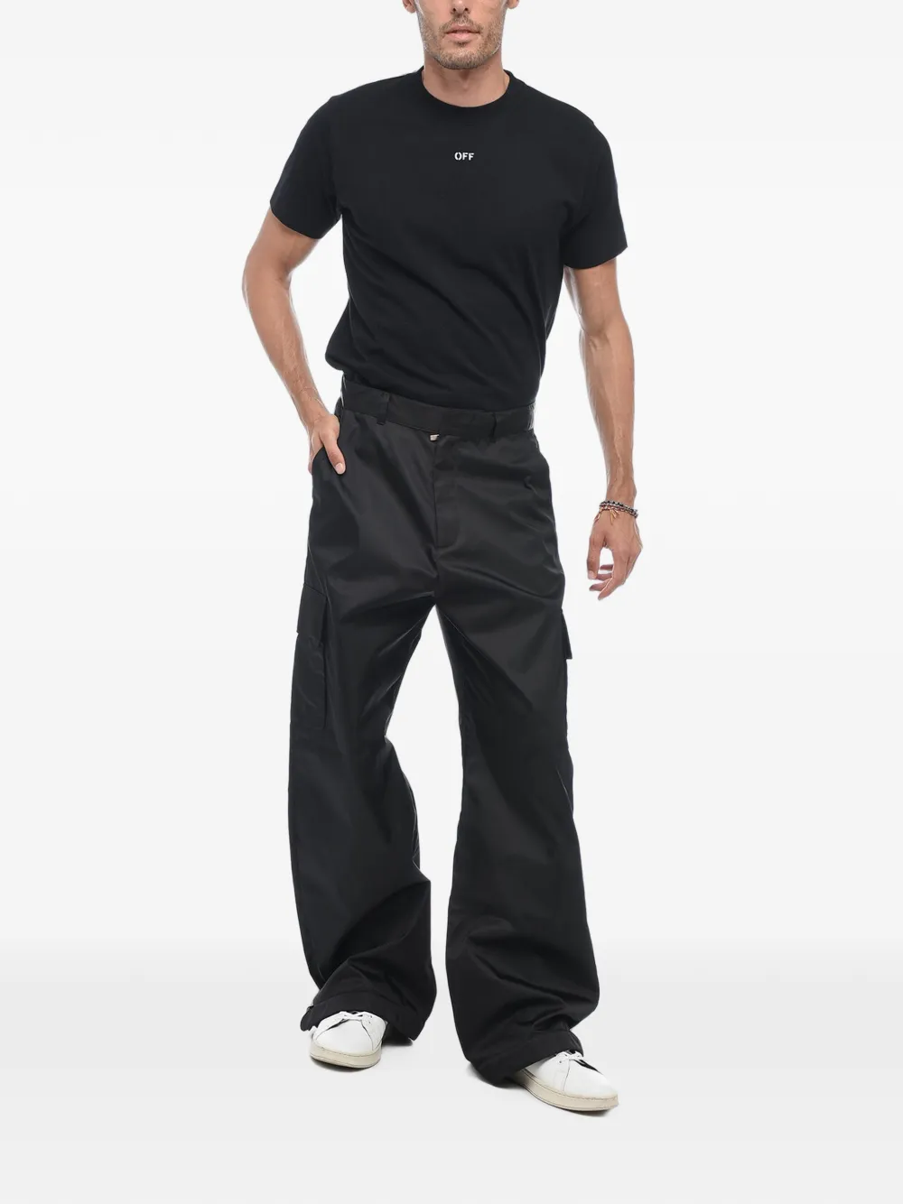 Off-White logo-embroidered cargo trousers Zwart