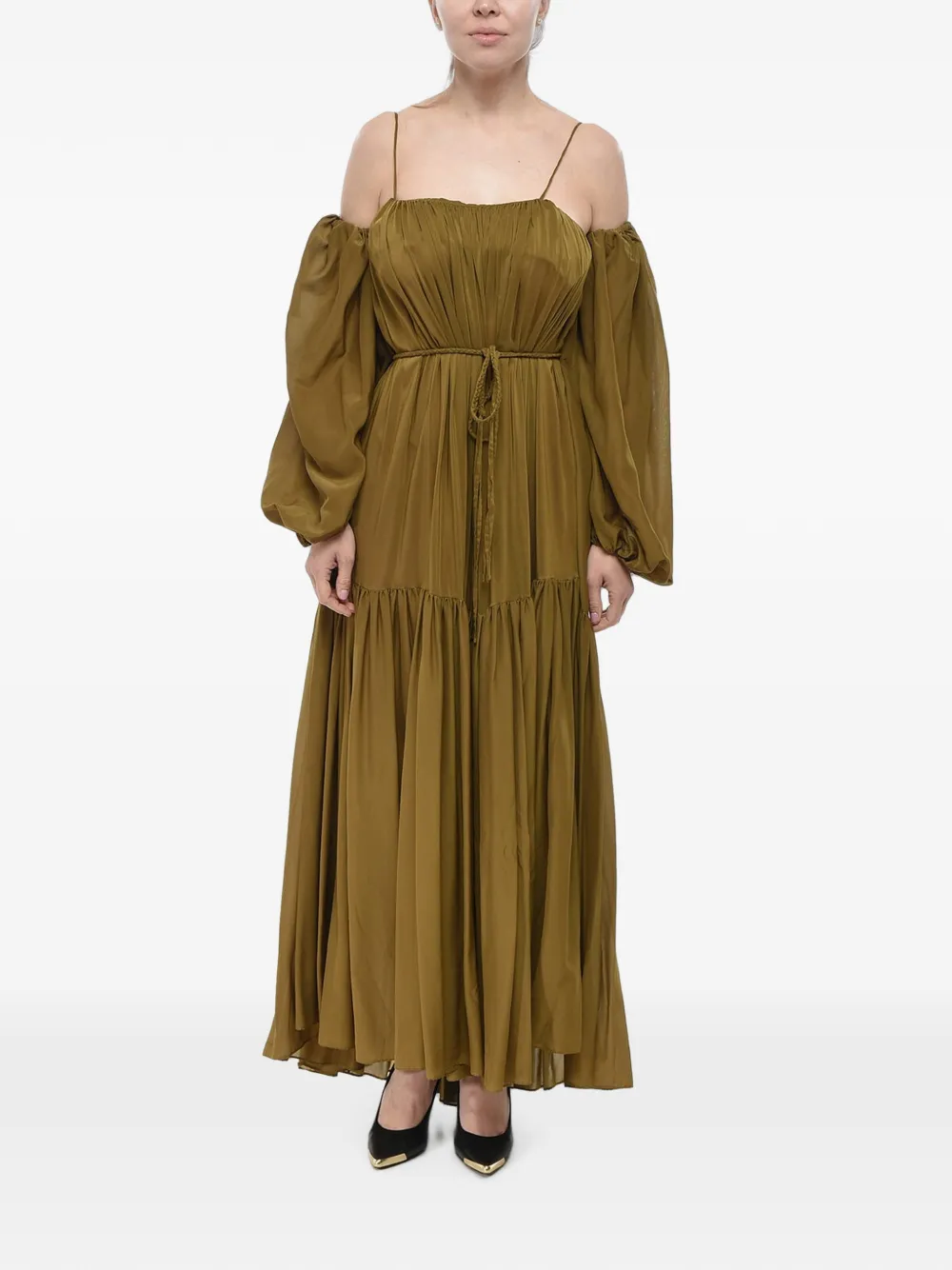 SUPER BLOND ruffled puff-sleeve maxi dress