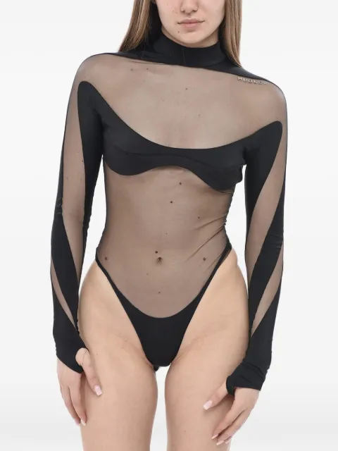 Mugler body con paneles de malla