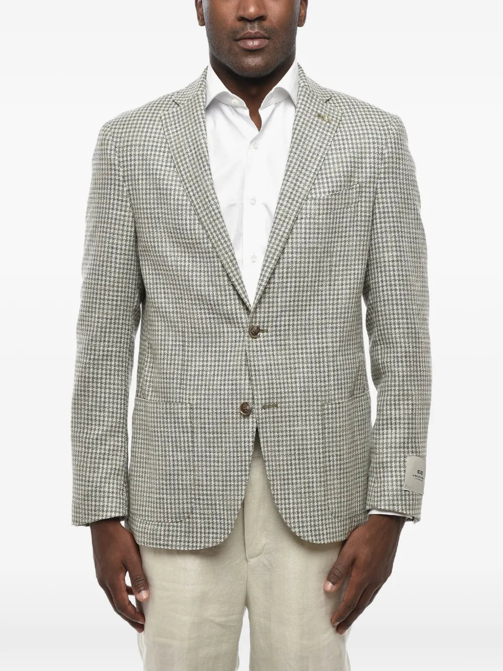 Corneliani 하운즈투스 싱글 브레스티드 블레이저 | 그린 | Image 1
