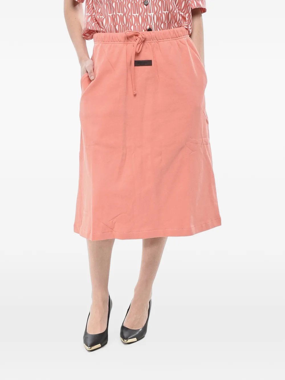 FEAR OF GOD ESSENTIALS drawstring midi skirt - Rosa