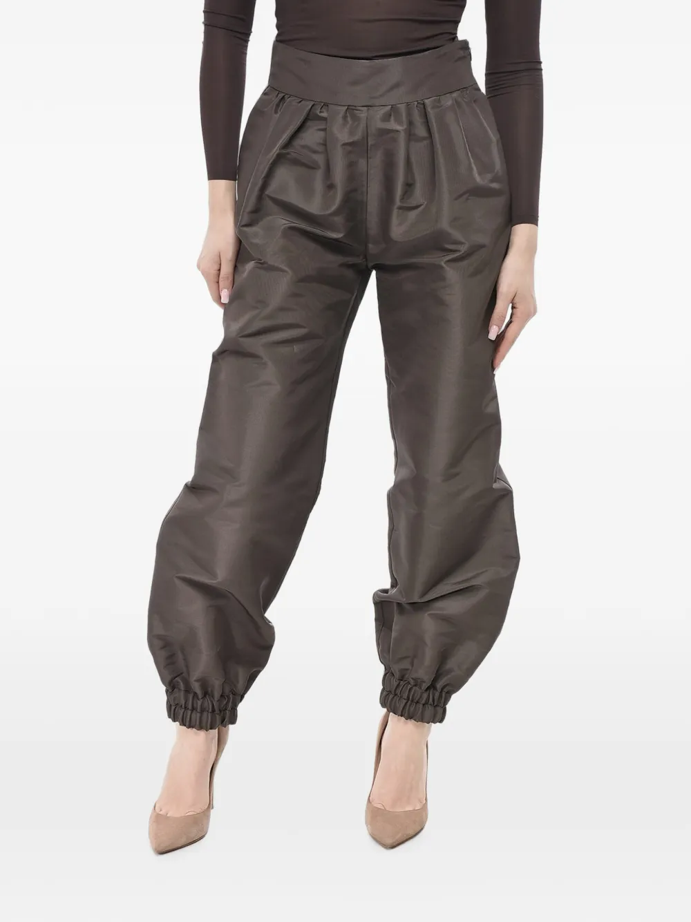 SUPER BLOND pleated silk-organza trousers