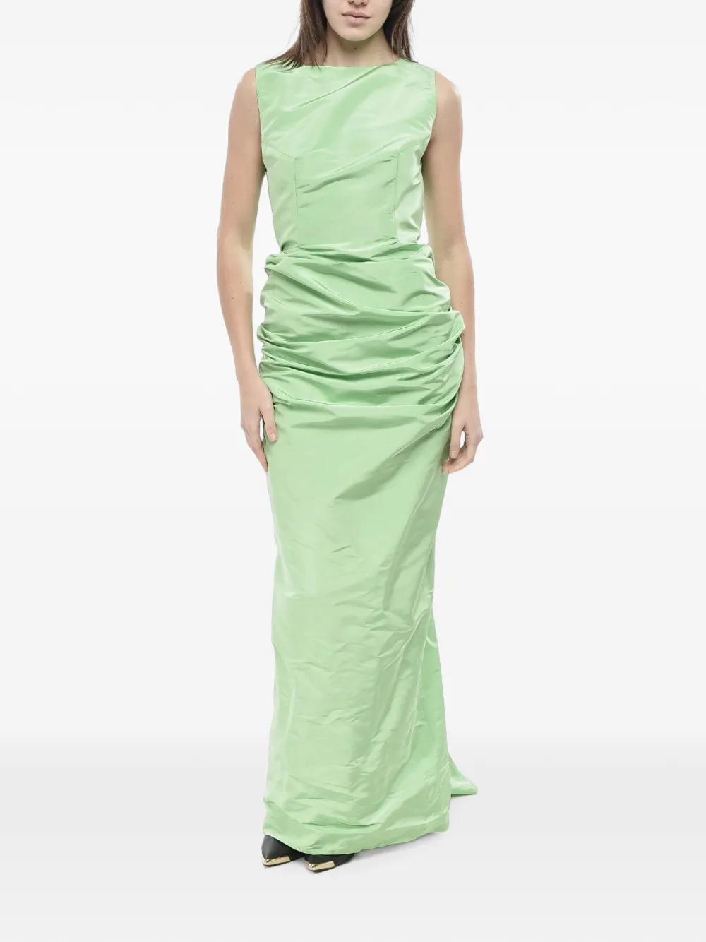 SUPER BLOND ruched open-back maxi dress - Grün