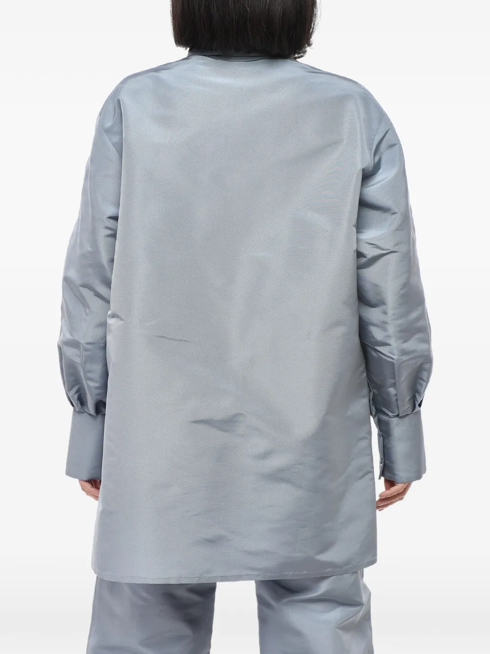 SUPER BLOND oversized silk-organza blouse Blauw