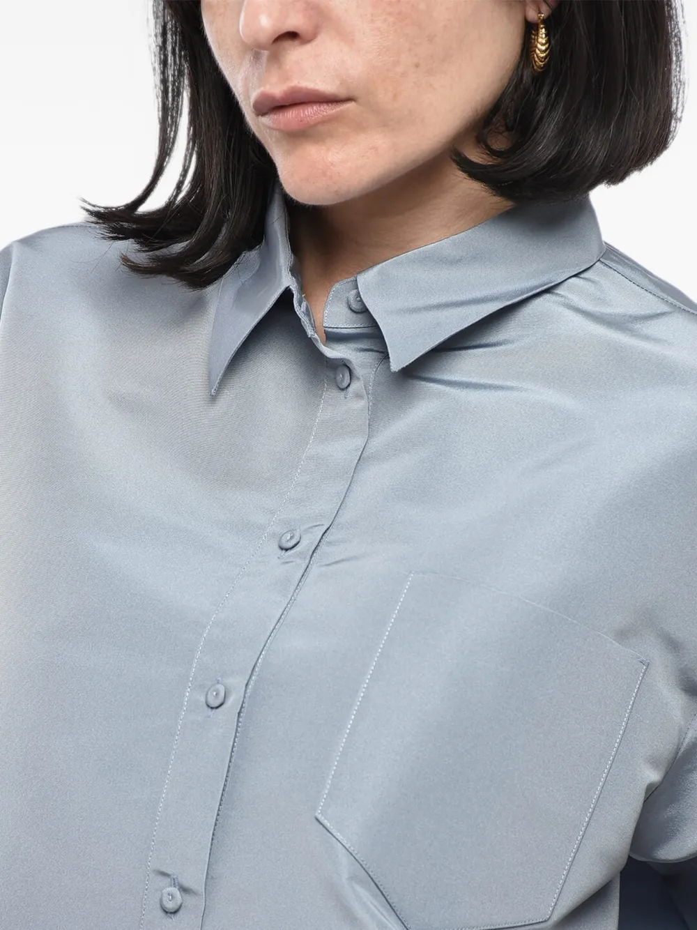SUPER BLOND oversized silk-organza blouse Blauw