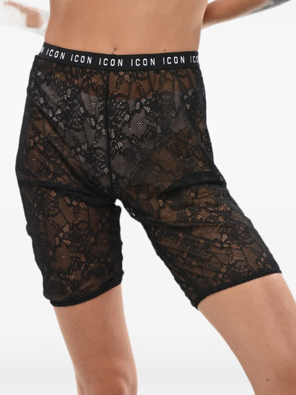 DSQUARED2 Icon logo lace shorts - Schwarz