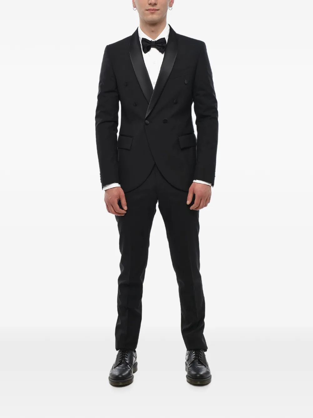 Corneliani Code satin-lapel double-breasted suit - Schwarz