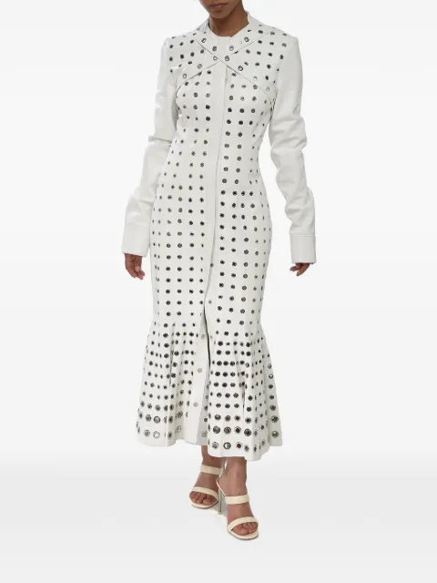 Off-White eyelet-embellished belted midi dress