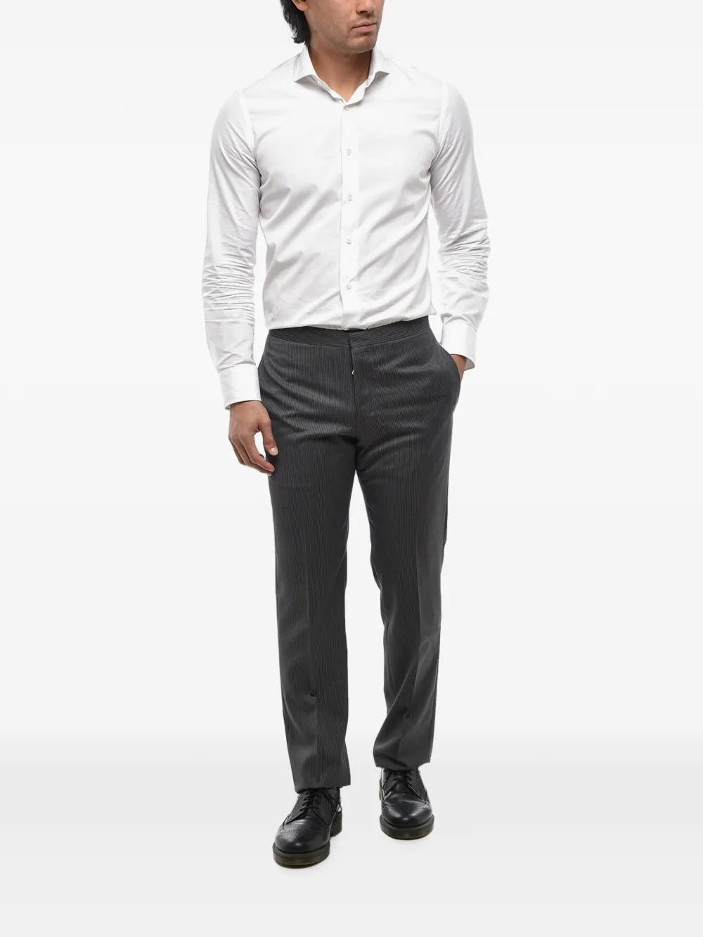 Corneliani Cerimonia Academy pinstriped virgin-wool trousers Grijs
