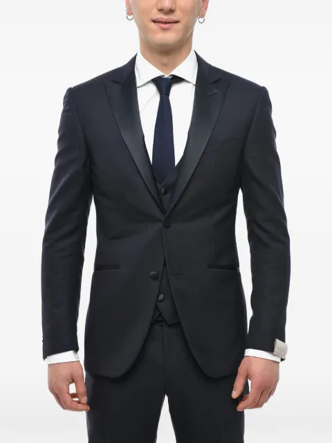 Corneliani satin peak-lapel three-piece suit